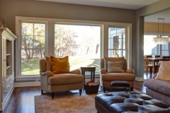 Looking out the windows that have been freshly installed in the living room