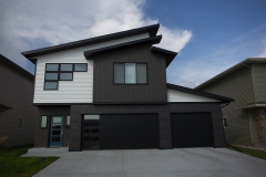 Custom window paneling on a modern home