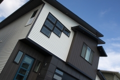 Custom window paneling on a modern home