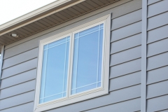 Exterior windows with border geometric decal