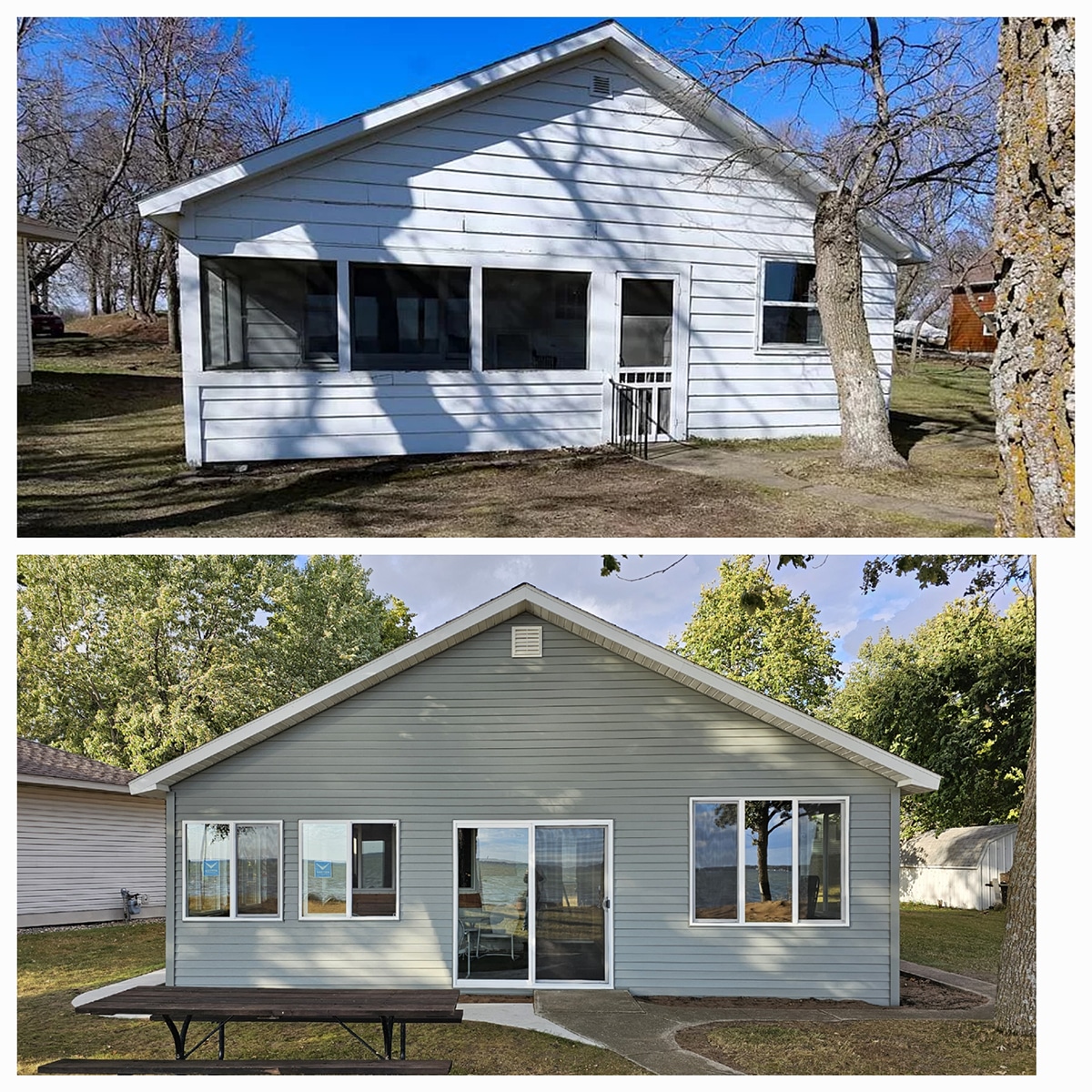 Cabin Windows Before and After